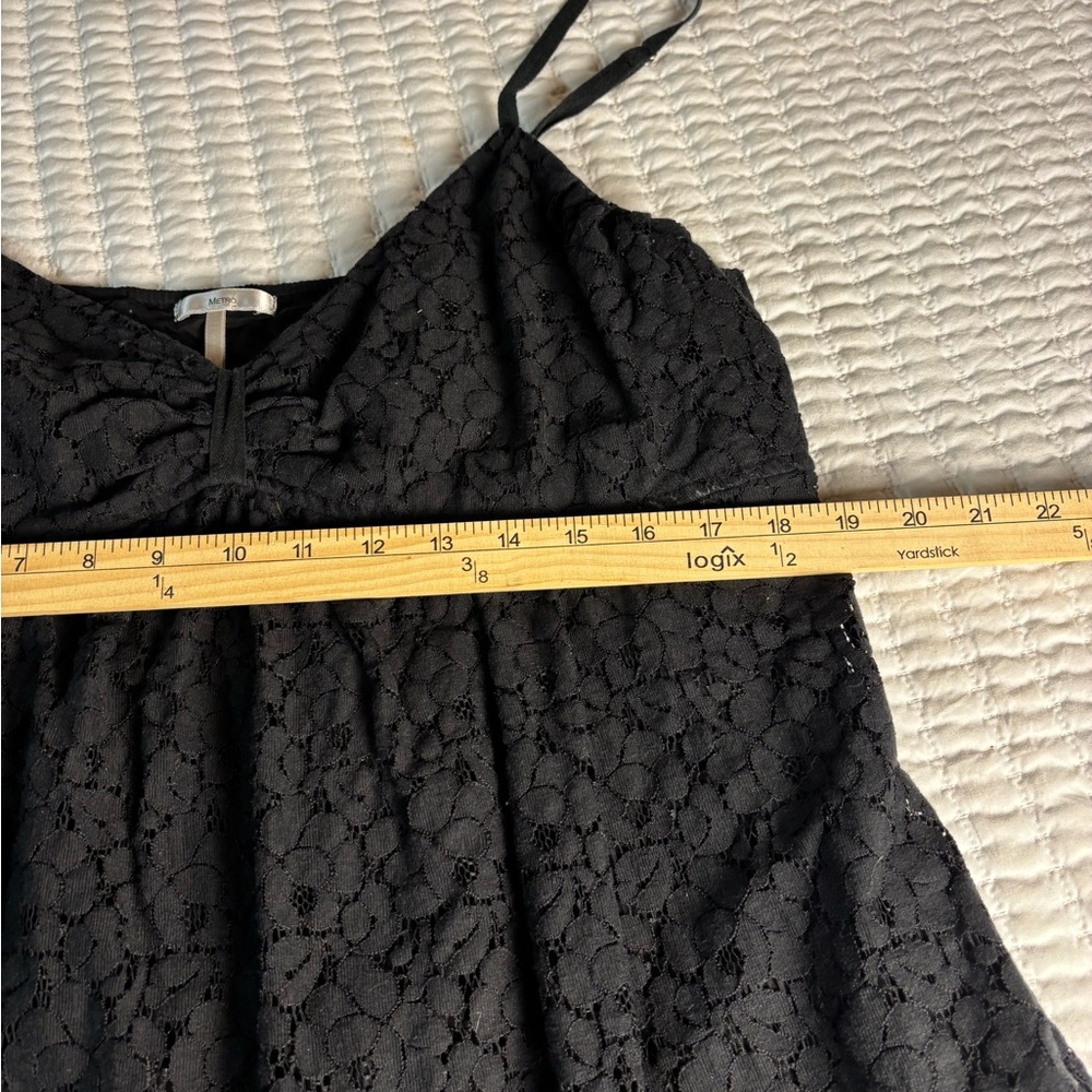 Metro 7‎ Black Floral Lace Cami Tank Top XL (16/18) Lined Cottagecore Boho Goth - Picture 5 of 7